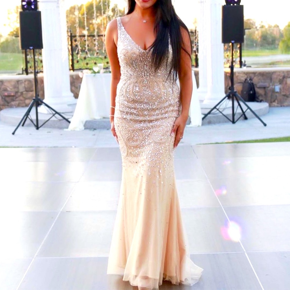Silver bead sequins dress